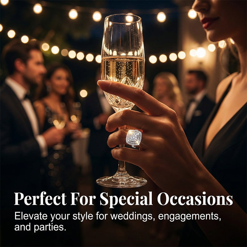 Brilliant Double Halo Square Ring for Women