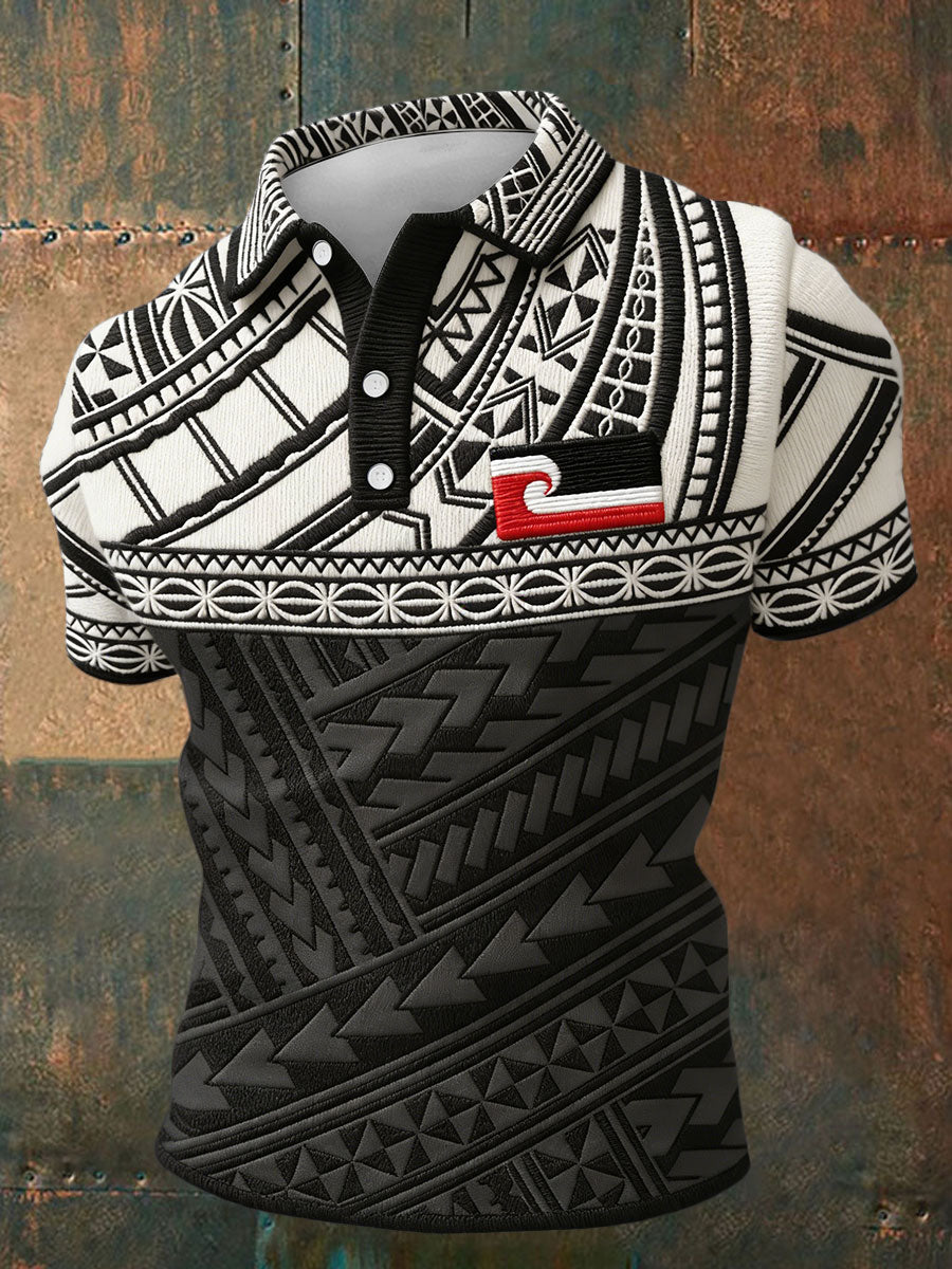 Men's NZ Maori Art Printed Casual Tops
