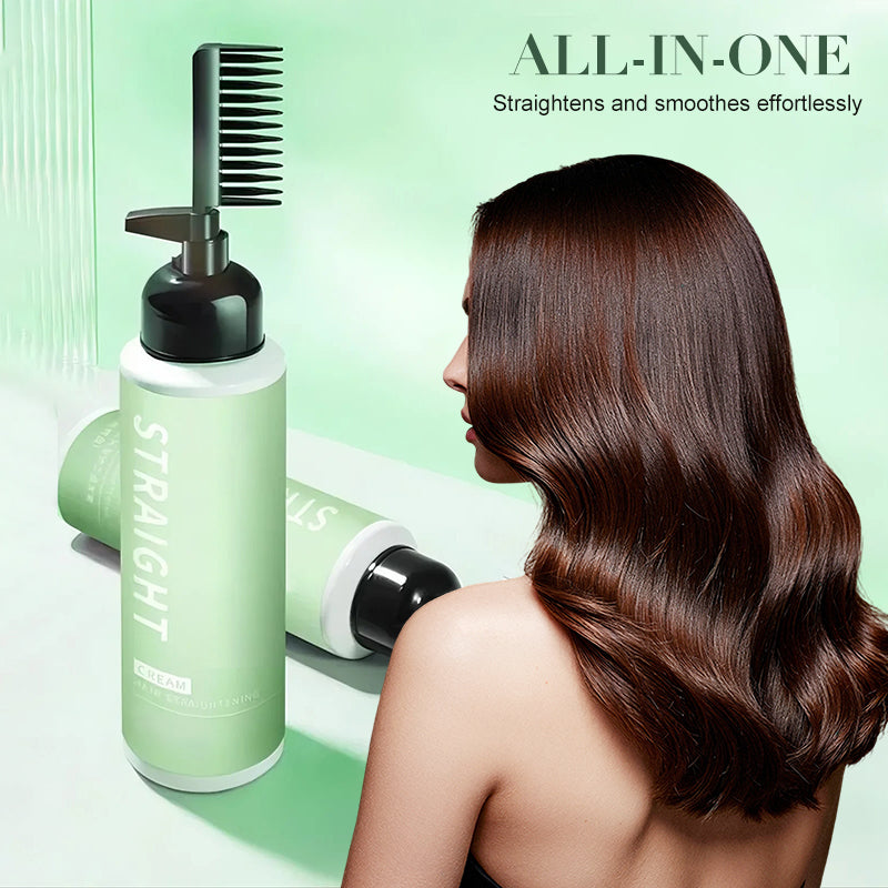 Hair Straightening & Softening Cream with Built-In Comb