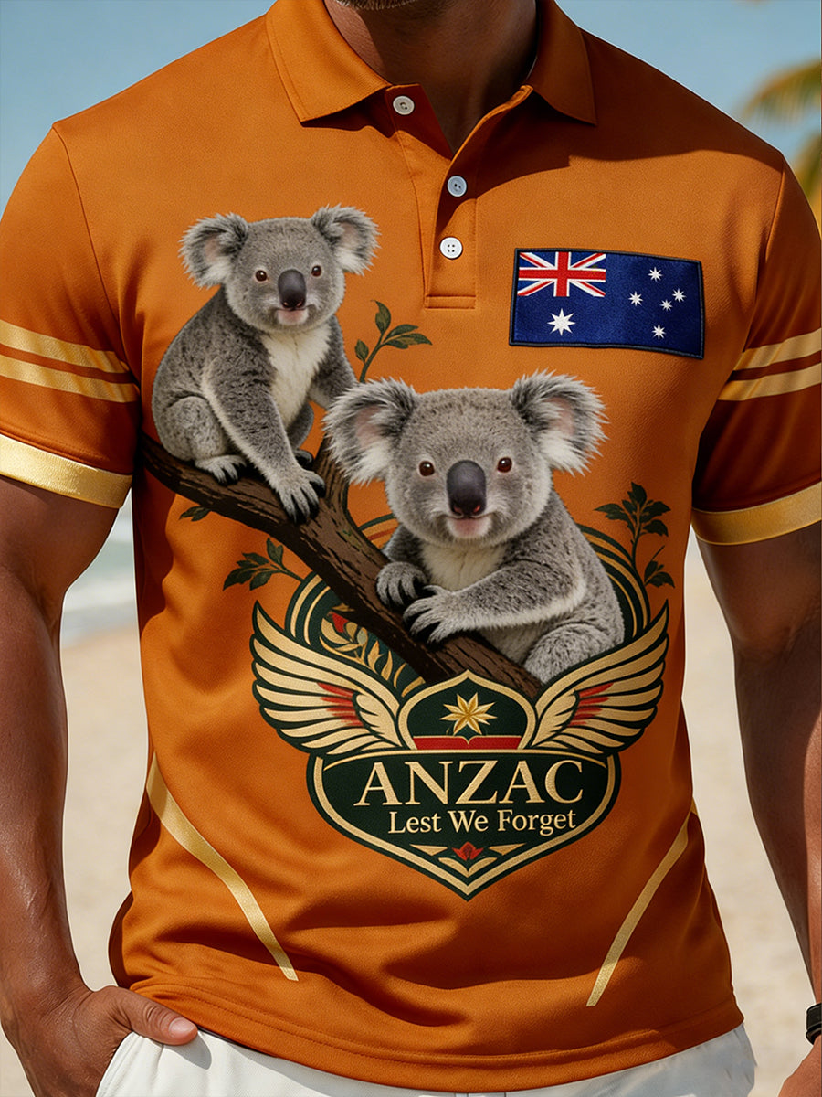 Retro Australian Art Print Casual Polo Shirt
