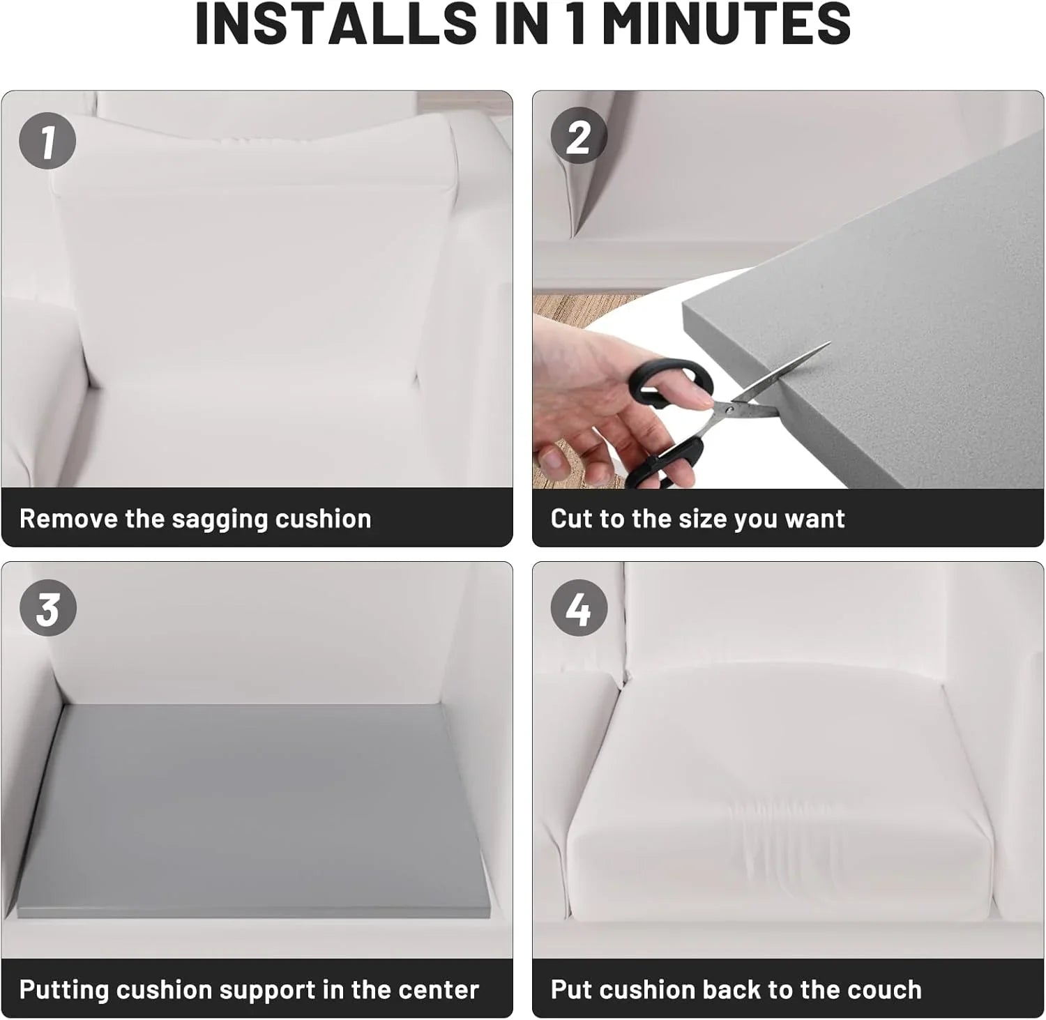 🛋️ BUY 2 GET 1 FREE! ✨ Sofa Cushion Support for Sagging Seats - High-Density Foam Insert with Non-Slip Base for Enhanced Comfort & Posture 🏠💫