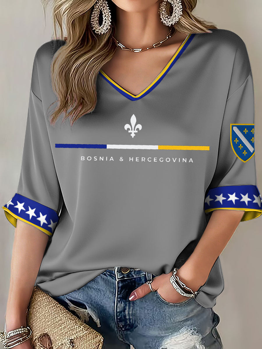 Women's Bosnia ZMAJEVI Football Lover Printed T-shirt
