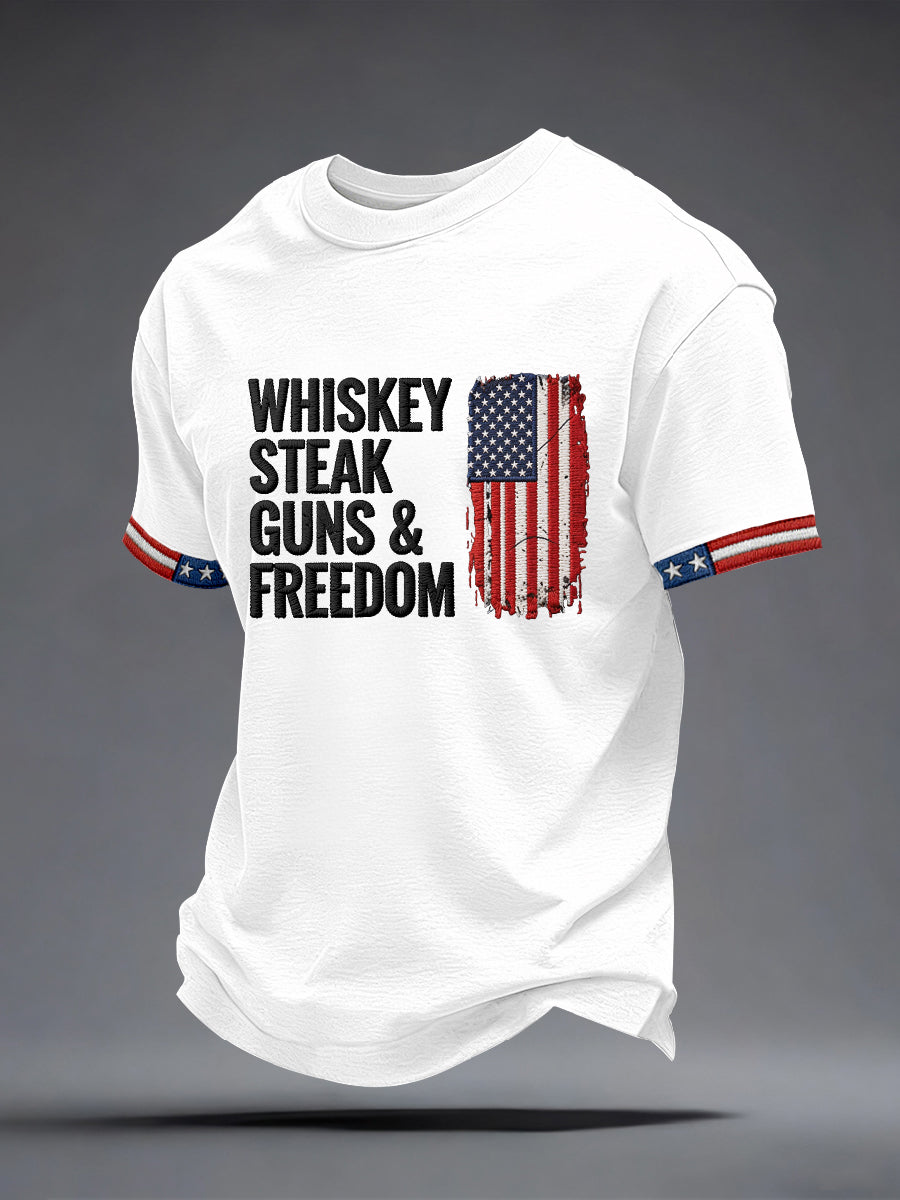 Men's Whiskey Steak Guns Freedom T-Shirt