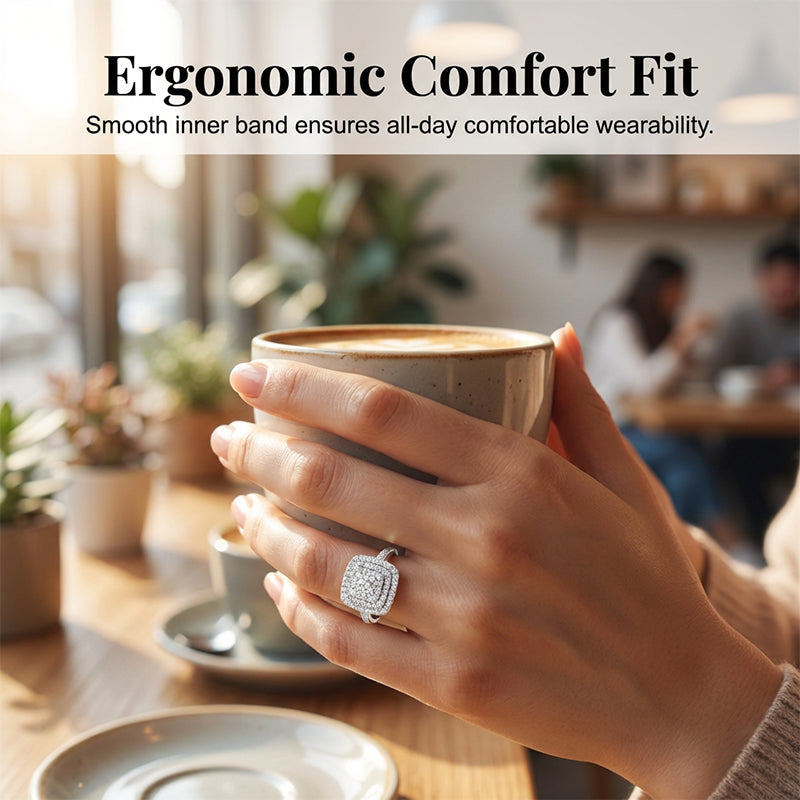 Brilliant Double Halo Square Ring for Women