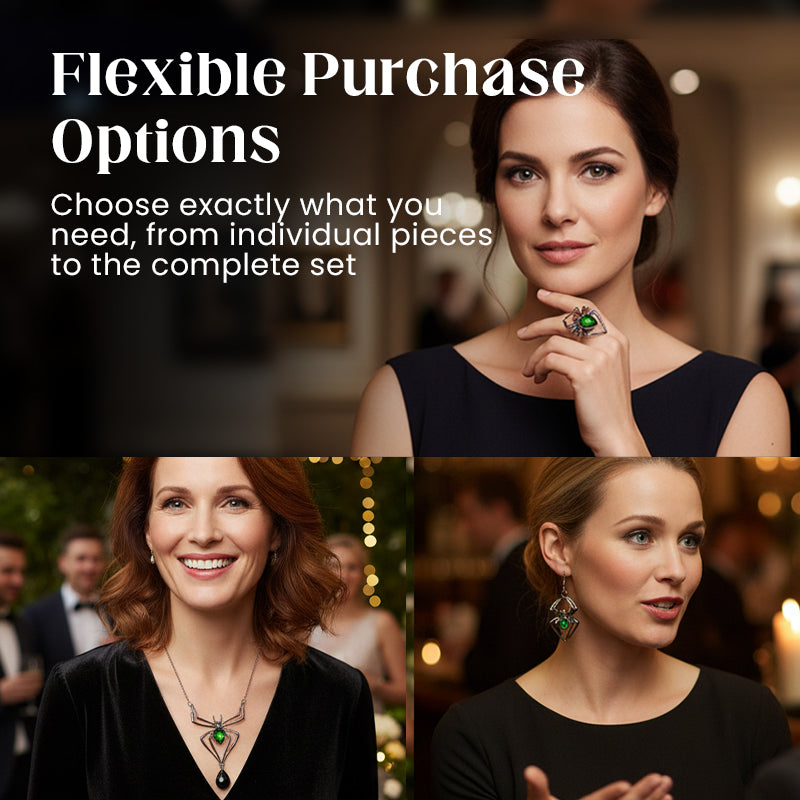 Halloween Green Artificial Gemstone Jewelry Three-Piece Set