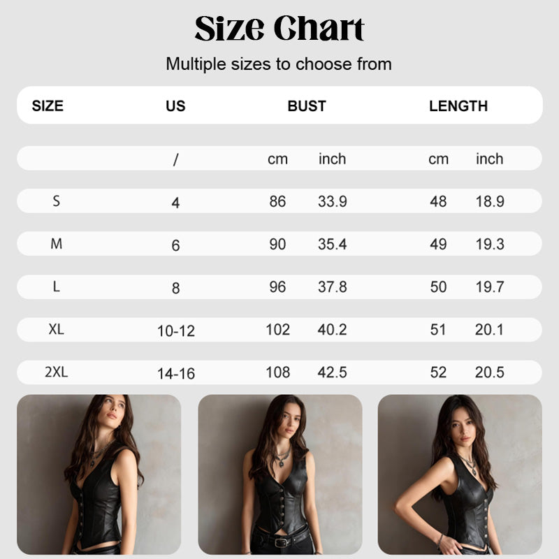 Women’s Leather V-Neck Button-Front Vest