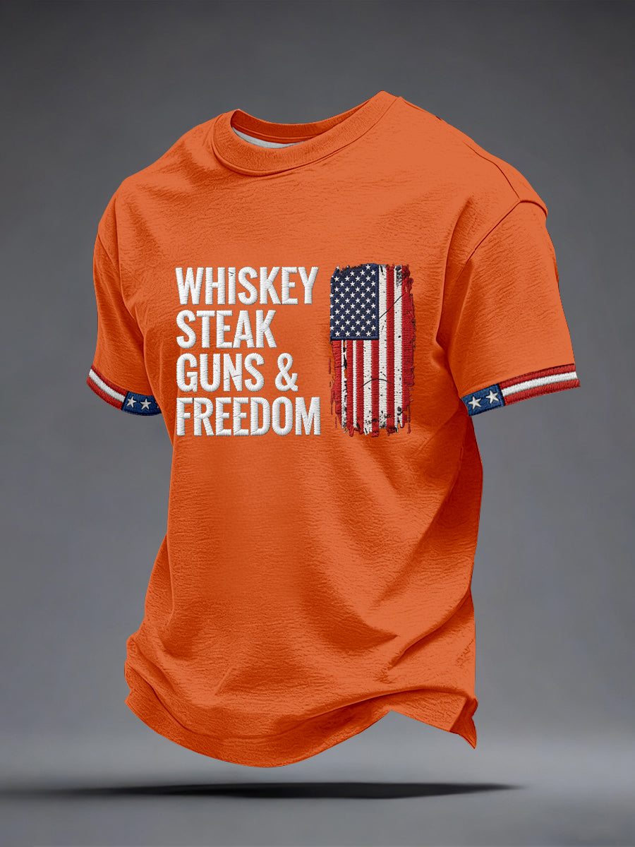 Men's Whiskey Steak Guns Freedom T-Shirt