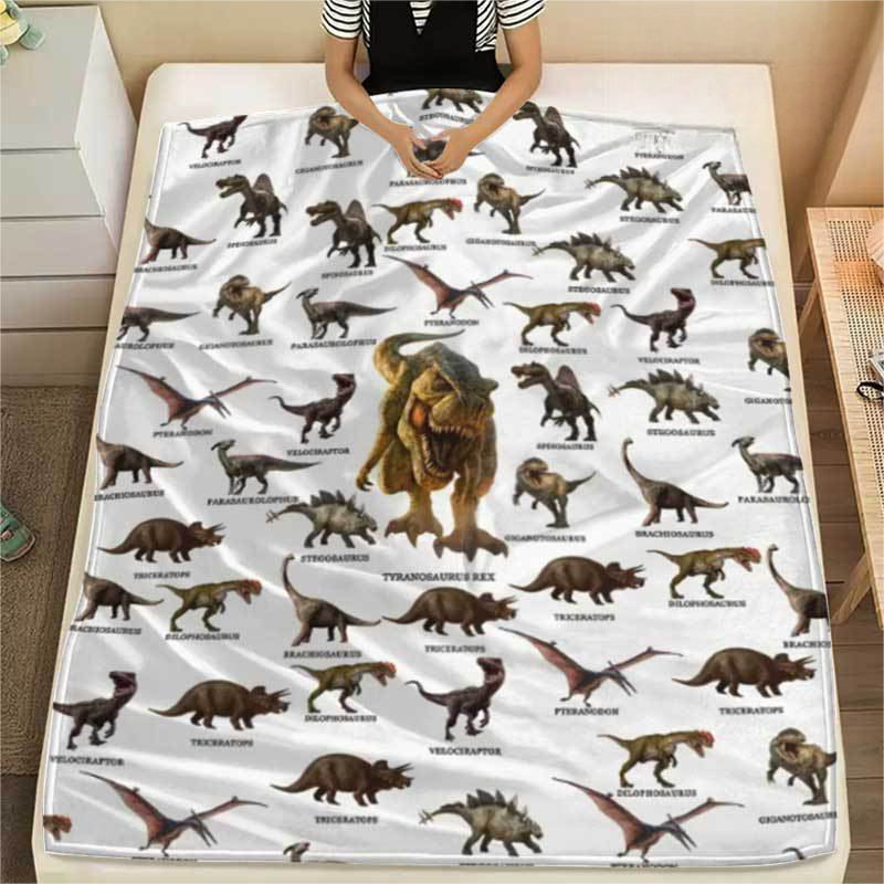 Soft Warm Dinosaur Print Blanket
