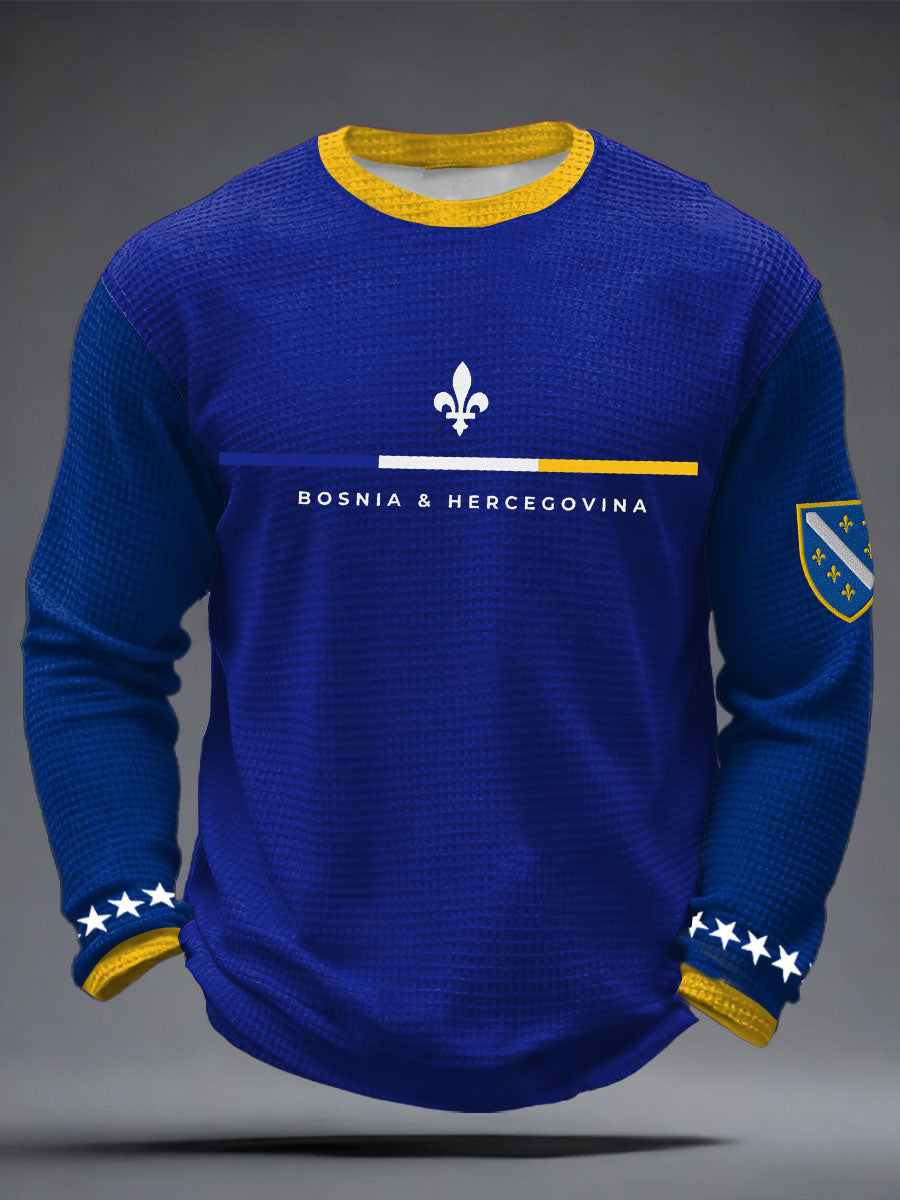 Men's Bosnia ZMAJEVI Football Lover Printed Waffle Tops