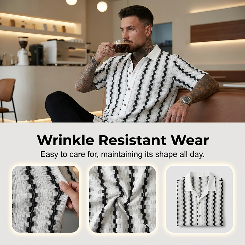 Men's Short Sleeve Retro Geometric Knit Shirt【BUY 2 GET FREE SHIPPING】