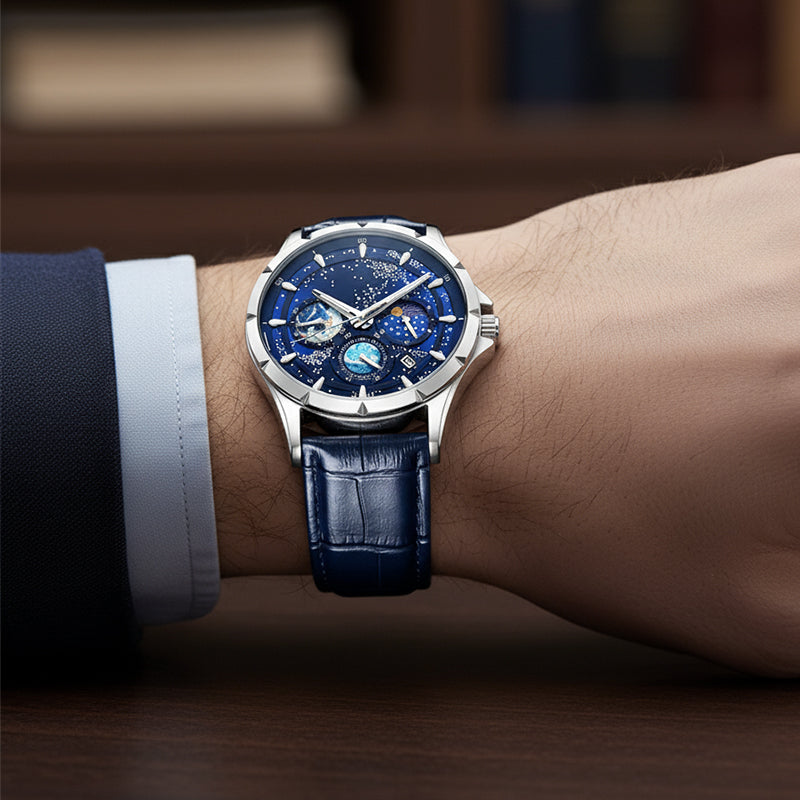 Men's Watch Luminous Starry Sky: Cosmic Starry Dial – Night Glow + Chronograph for Style & Practicality on Your Wrist! ⌚