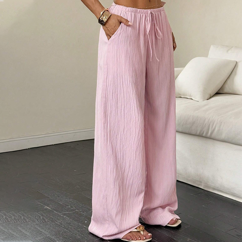 Versatile Solid Color Wide Leg Pants