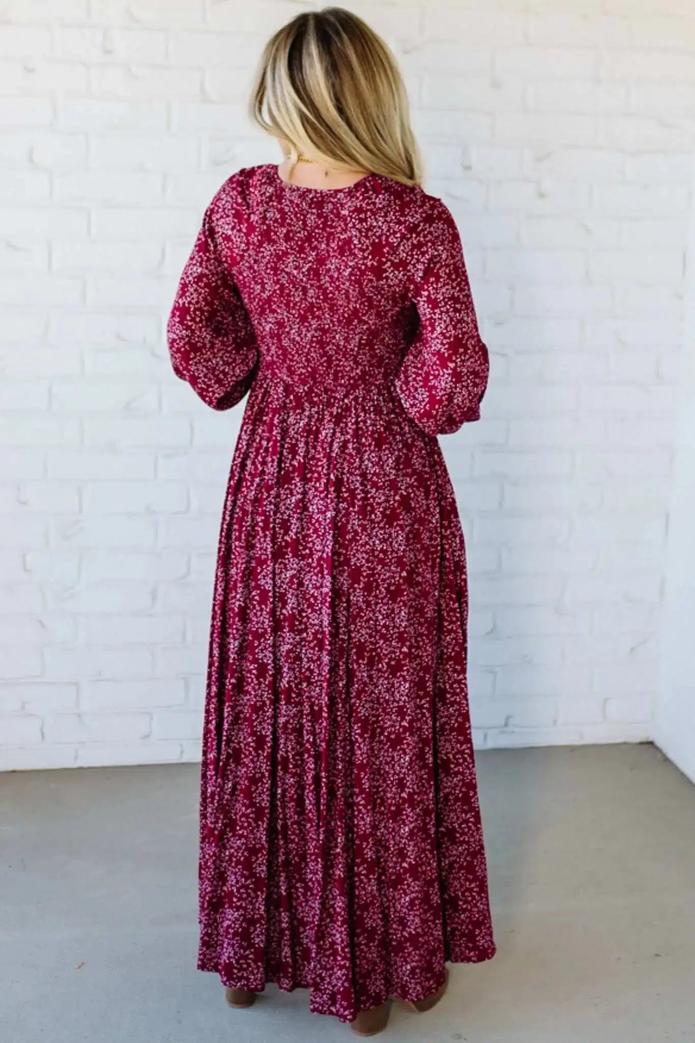 Today Special Deal 49%OFF-💃Women’s Floral Rayon Smocked-Waist Lined Maxi Dress