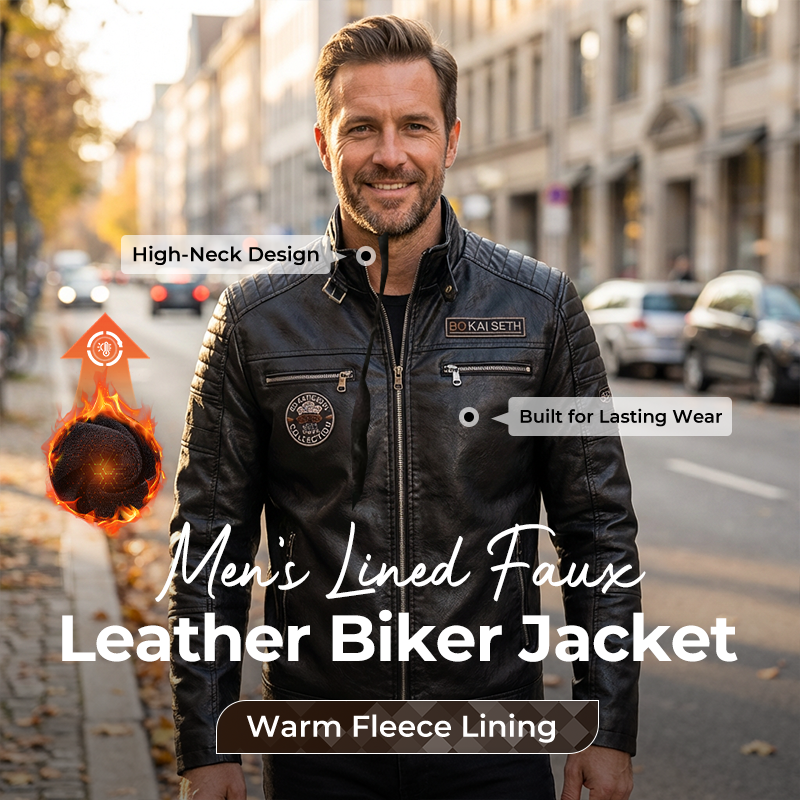 📢📢50% OFF !!!⏰Men's Lined Faux Leather Biker Jacket