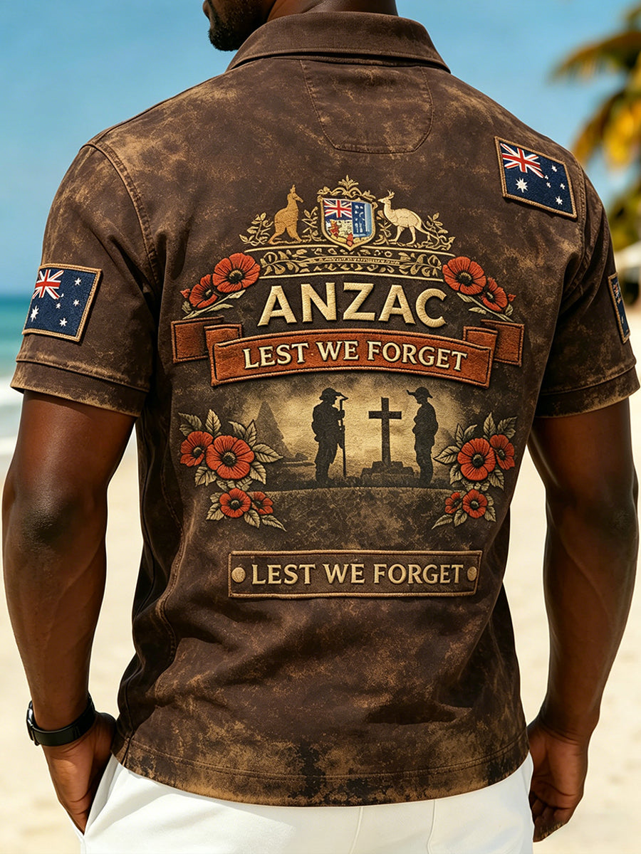 Retro Australian Art Print Casual Polo Shirt