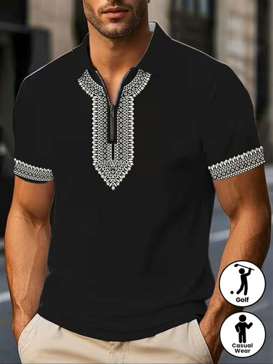 Men's NZ Maori Art Printed Casual Tops