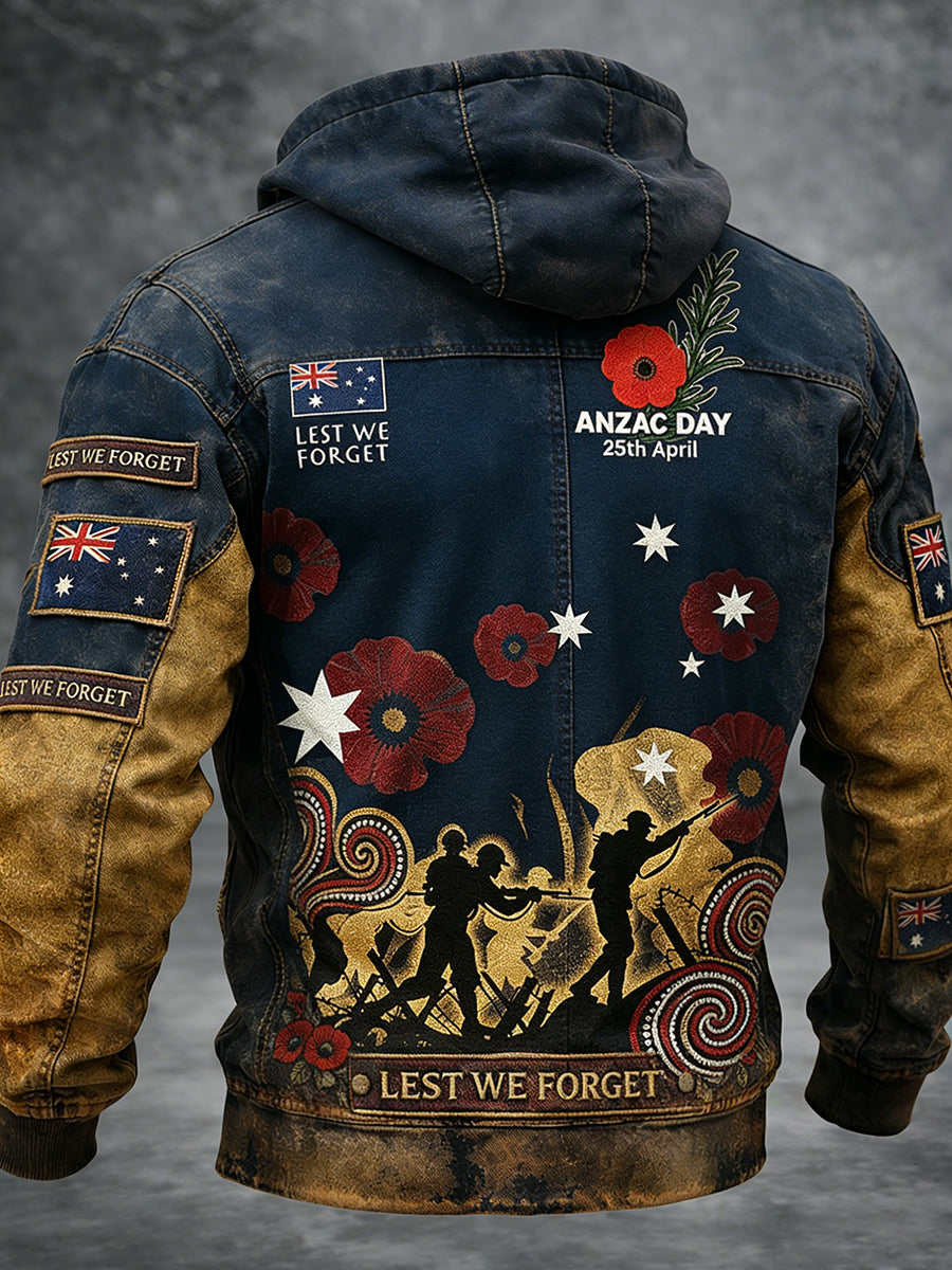 Retro Australian Art Print Casual Hoodie Jacket