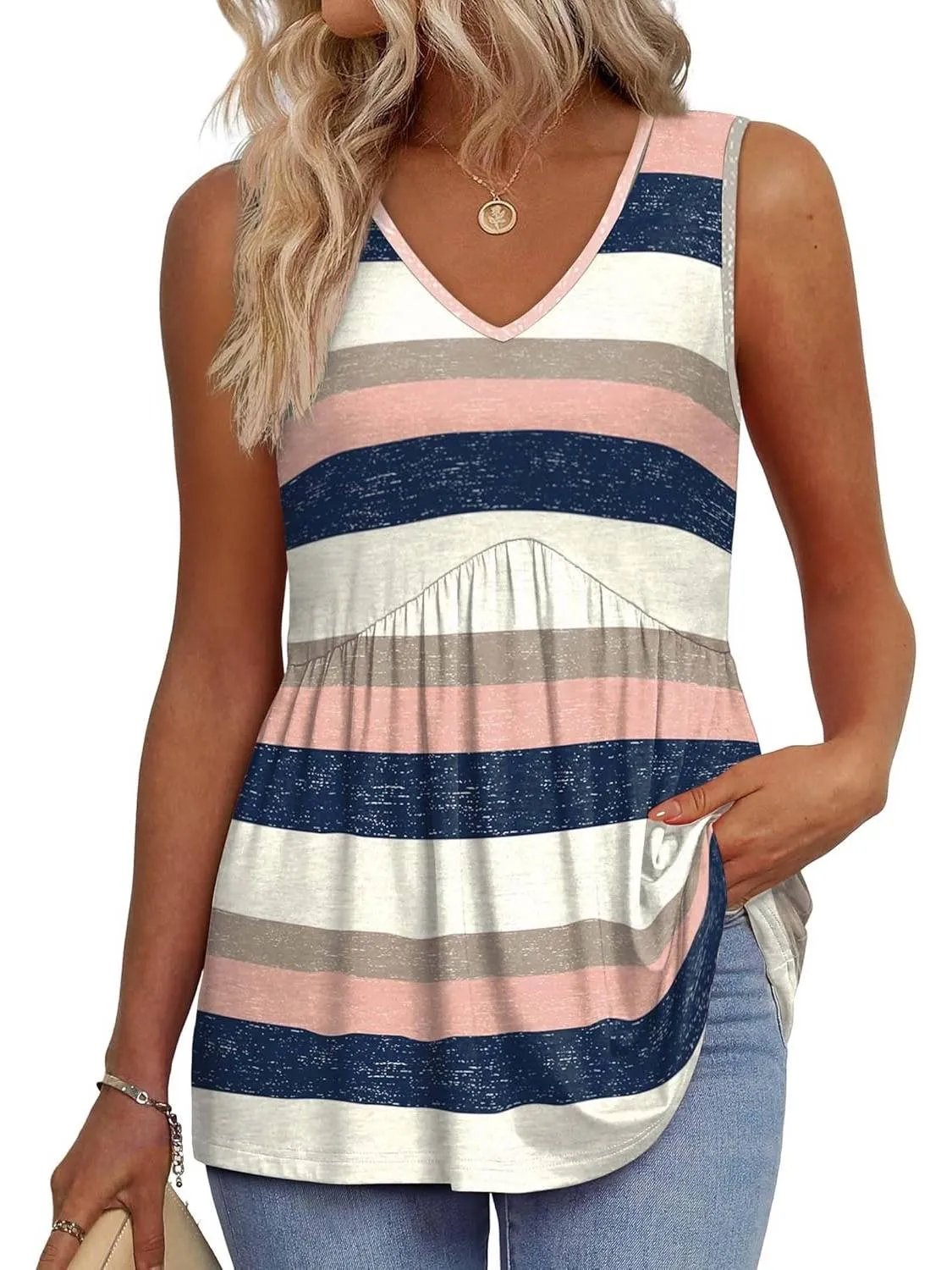 💖LAST DAY SALE 50% OFF✨Women Dressy Sleeveless V Neck Babydoll Tank Tops