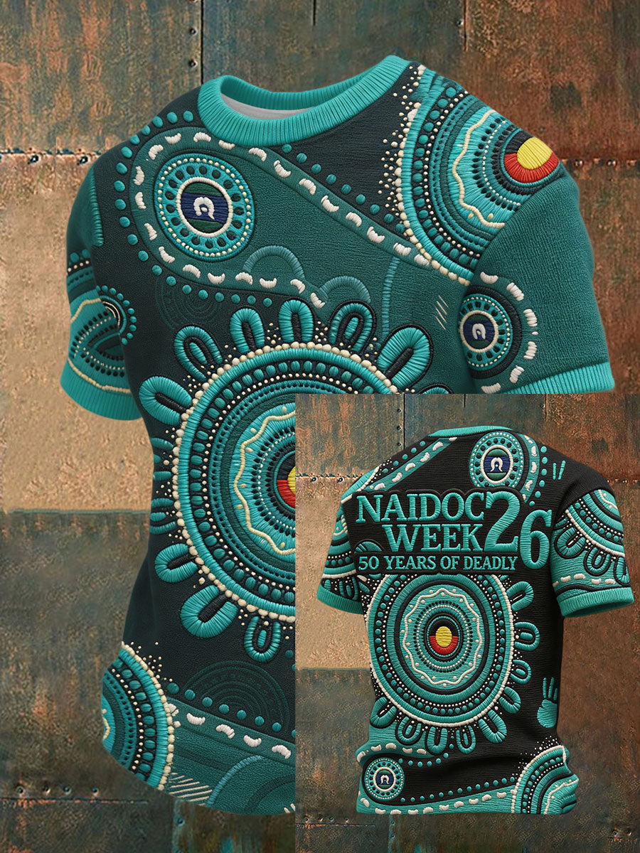 Men's AU Aboriginal Art NAIDOC Week 50 Years of Deadly Printed T-shirt