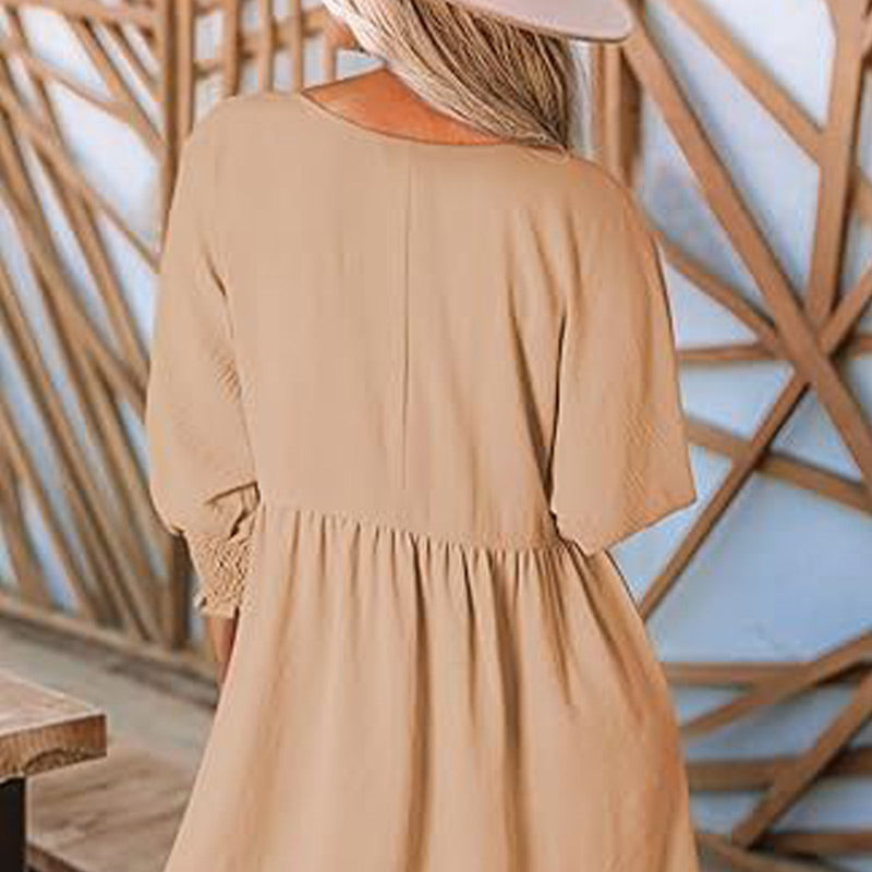Round Neck Dress with 3/4 Sleeves
