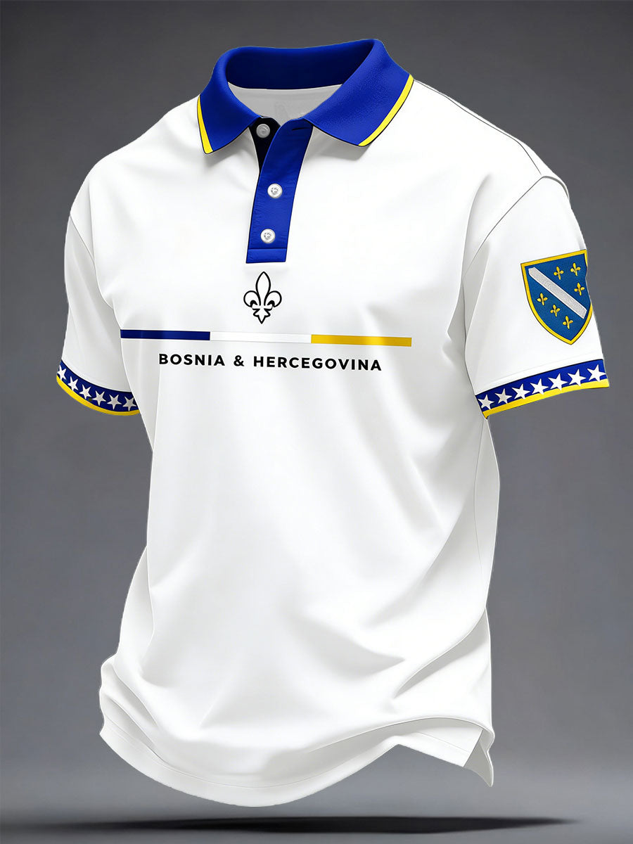 Men's Bosnia Football Lover Printed Casual Tops