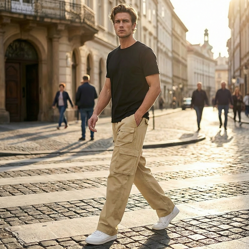 Men's Multi-Pocket Straight-Leg Cargo Pants