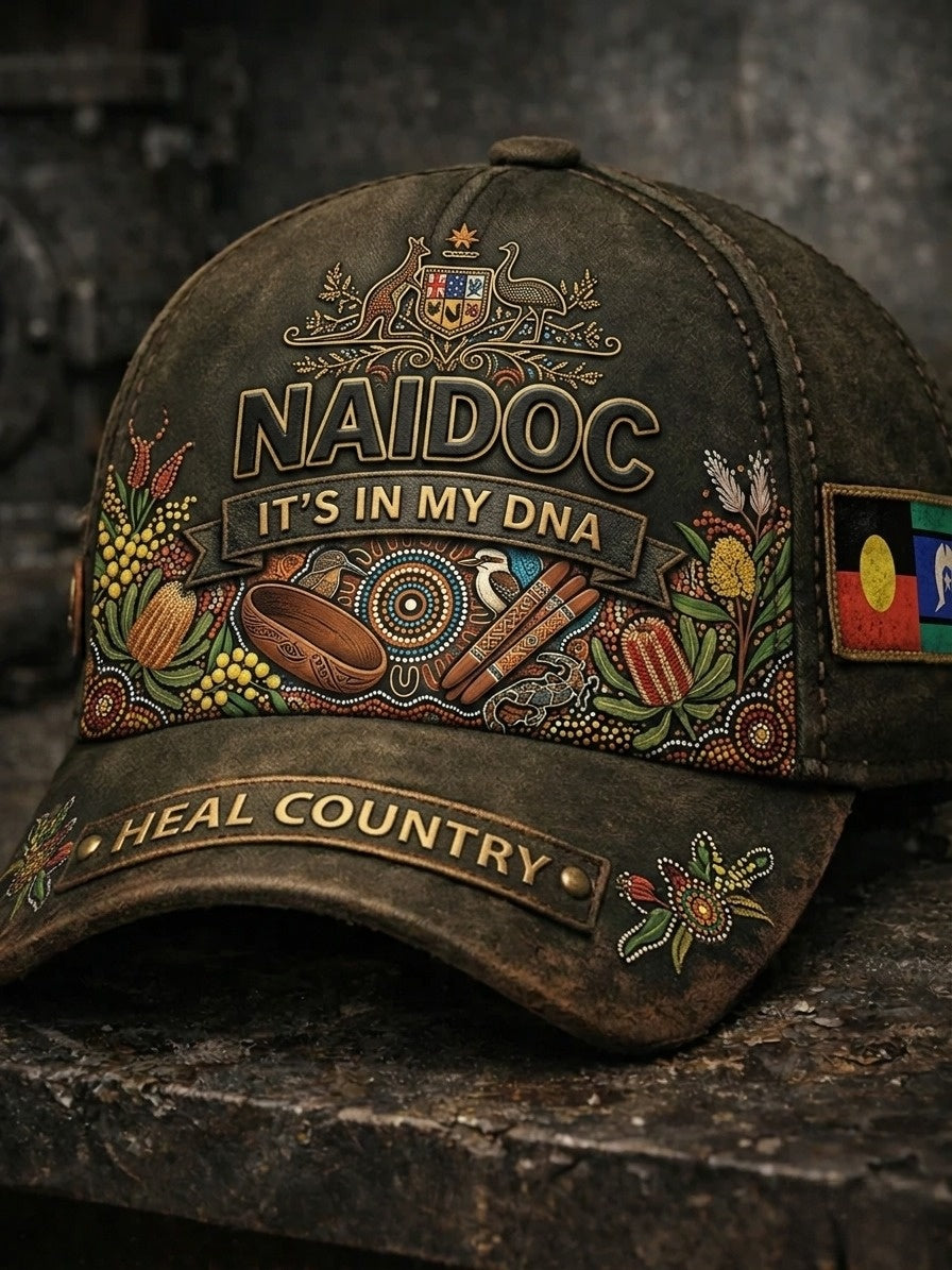 Vintage AU Aboriginal Culture Printed Casual Washed Hat