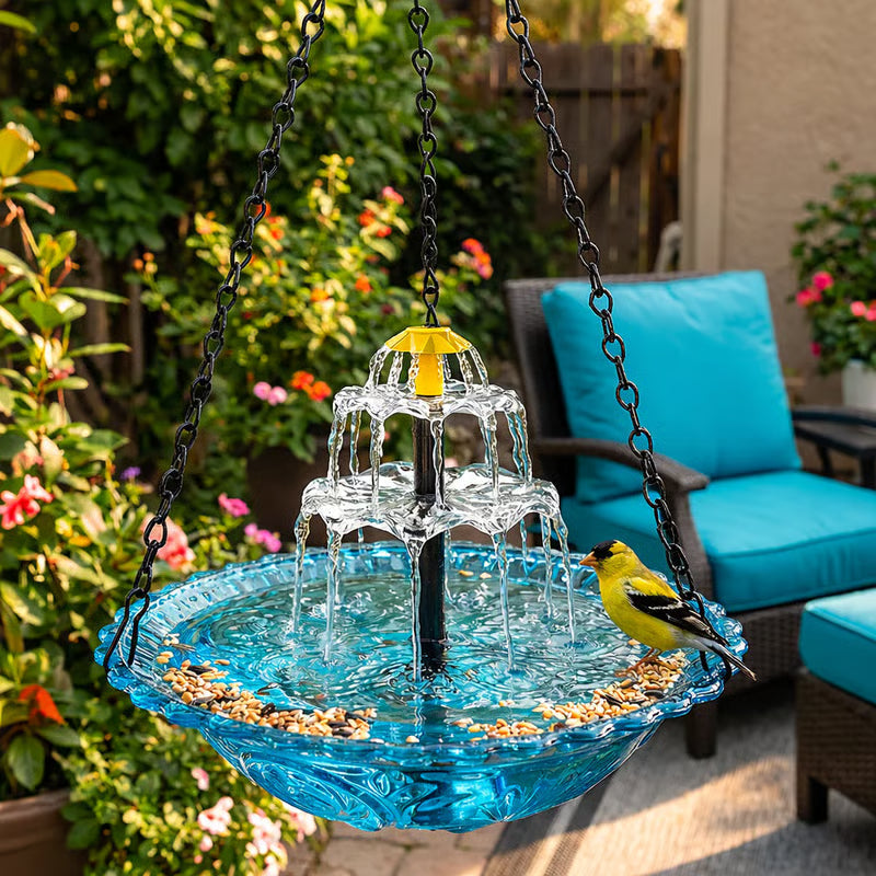 🐦2026 NEW ARRIVALS - 50% OFF🔥💐Solar Cascade Hanging Bird Bath Fountain