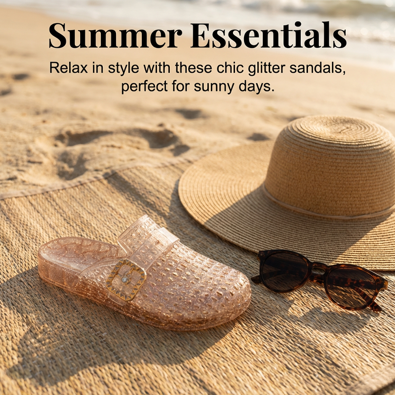 Women's Casual Glitter Slide Sandals