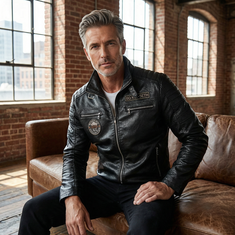 📢📢50% OFF !!!⏰Men's Lined Faux Leather Biker Jacket