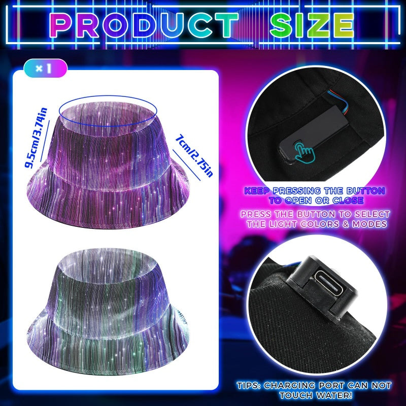 ⏳Time-Limited Special⏰| Glowing Fiber Optic Bucket Hat | Light Up the Night