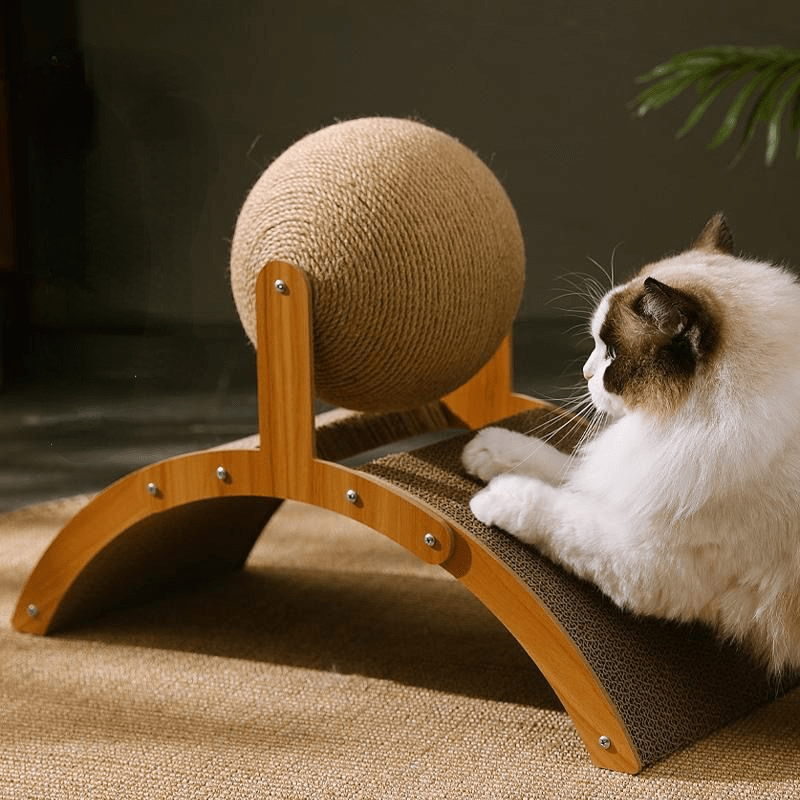🐱 54% OFF NOW! 💖 Natural Sisal Cat Scratching Ball With Cardboard Pad – Satisfies Scratching, Durable Sisal & Protects Furniture 🧶