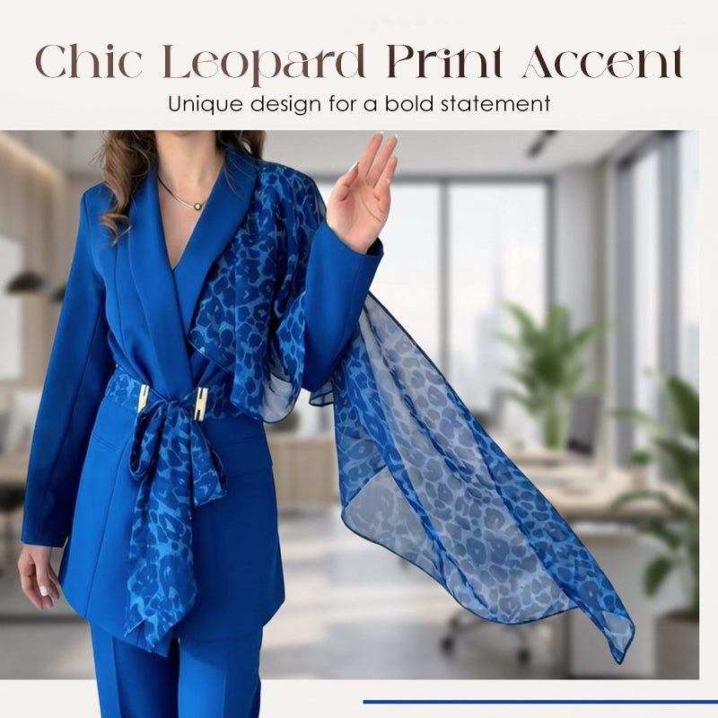 Women's Leopard Accent Blazer & Pants Set