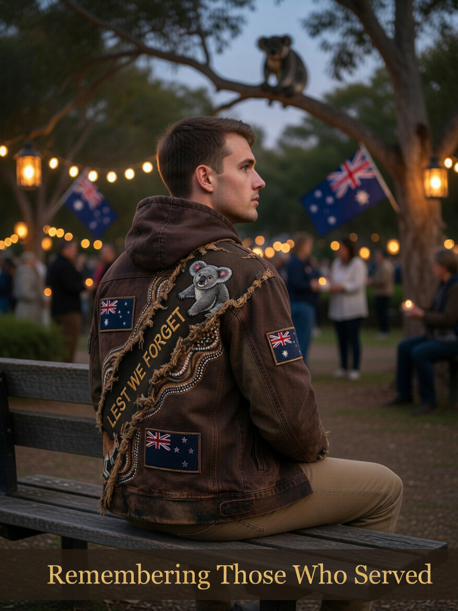 Retro Australian Art Print Casual Hoodie Jacket