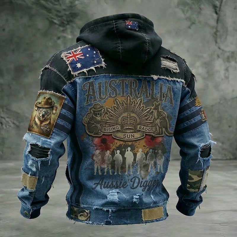 Men's  Australia Anzac Day Lest We Forget  Long-Sleeve Hooded Sweatshirt