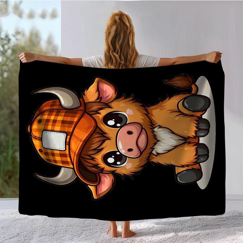 Soft & Cozy Cartoon Cow Blanket