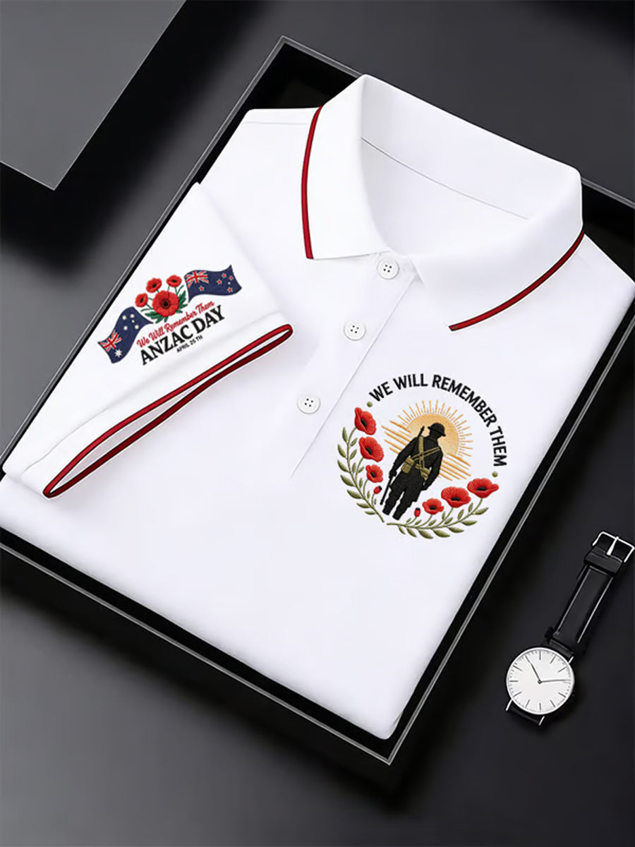 Men's Australian ANZAC Day Print Casual Short Sleeve Top
