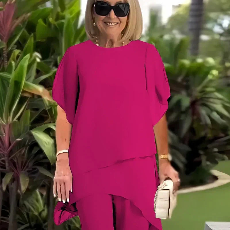 ✨60% OFF – Charming Irregular Top Set 👗 Elegant Wide Leg Pants Set – Comfortable & Perfect for Spring