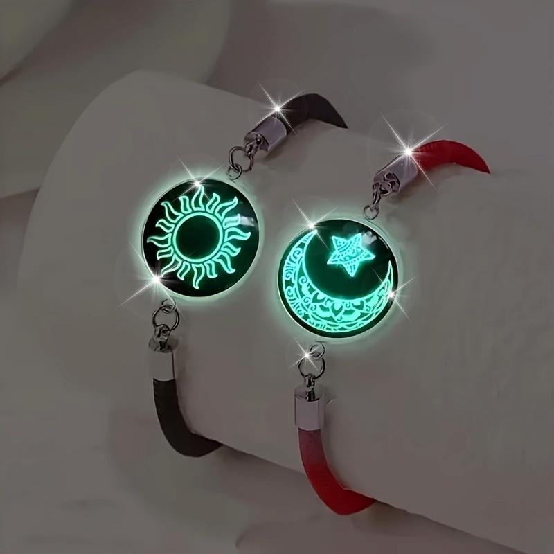 🎁💖2-Pack Sun & Moon Bracelets – Luminous Couples Jewelry for Long-Distance Love