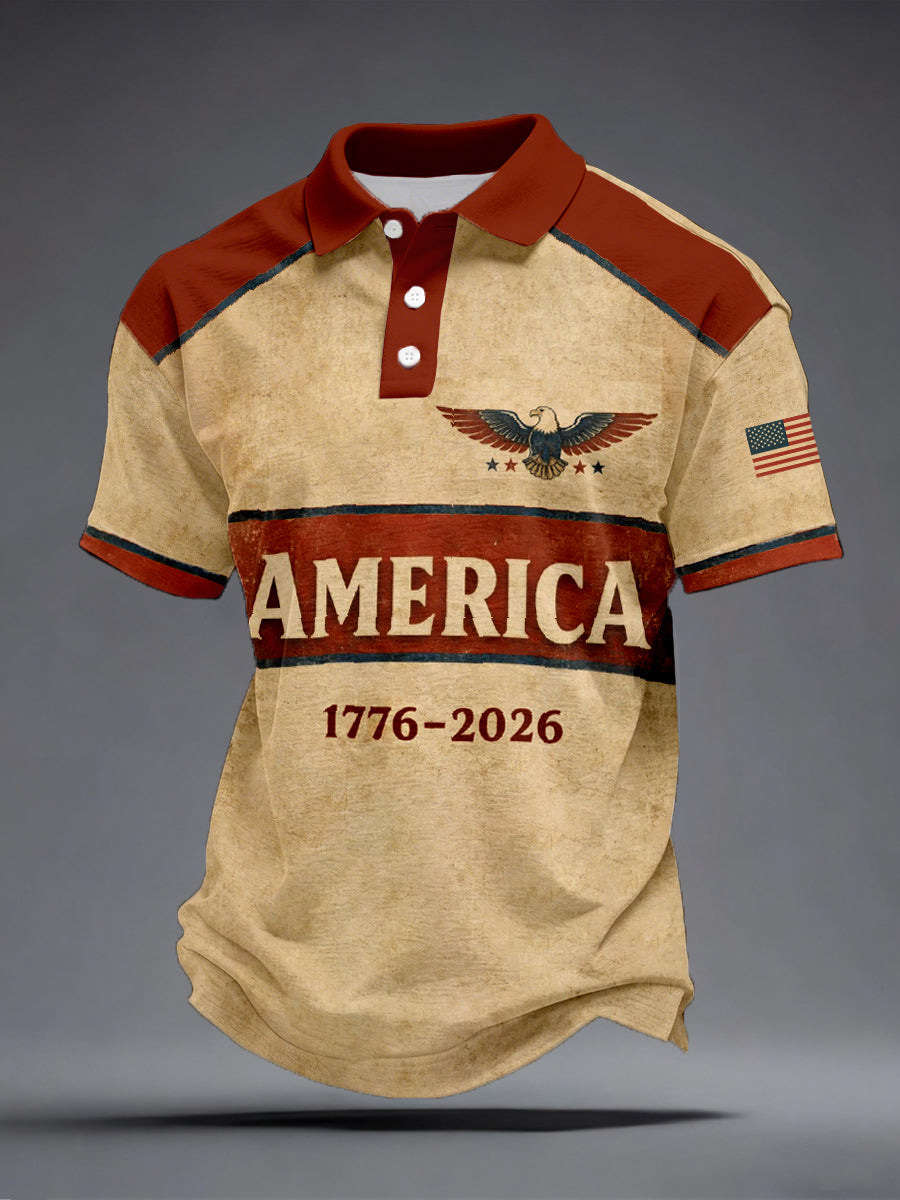 Men's America 1776-2026 Inspired Vintage Polo Shirt