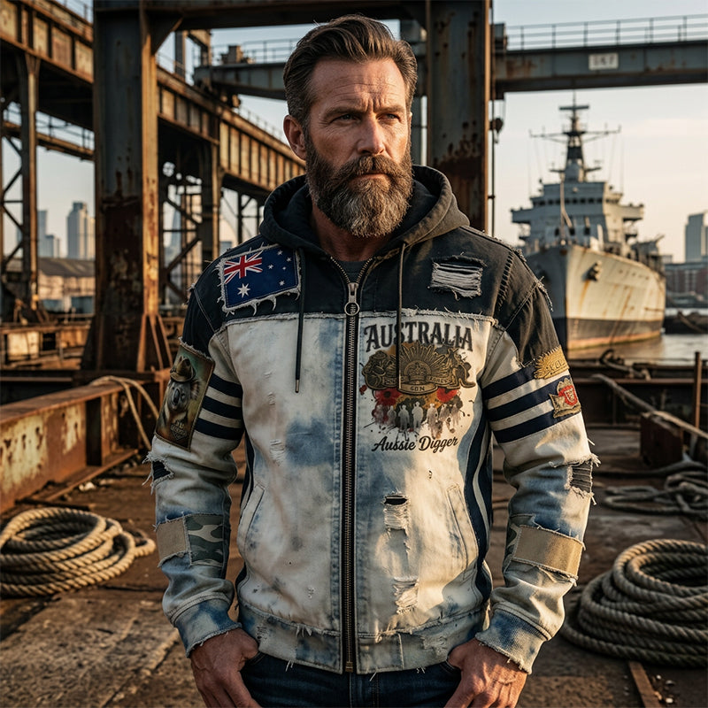 Men's  Australia Anzac Day Lest We Forget  Long-Sleeve Hooded Sweatshirt