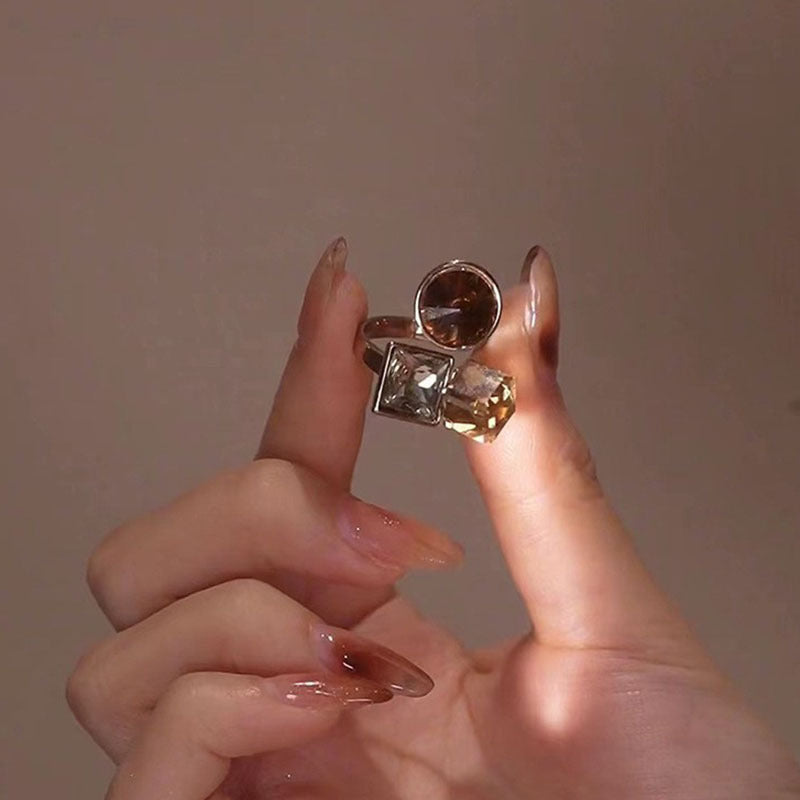 Fashion Geometric Crystal Ring