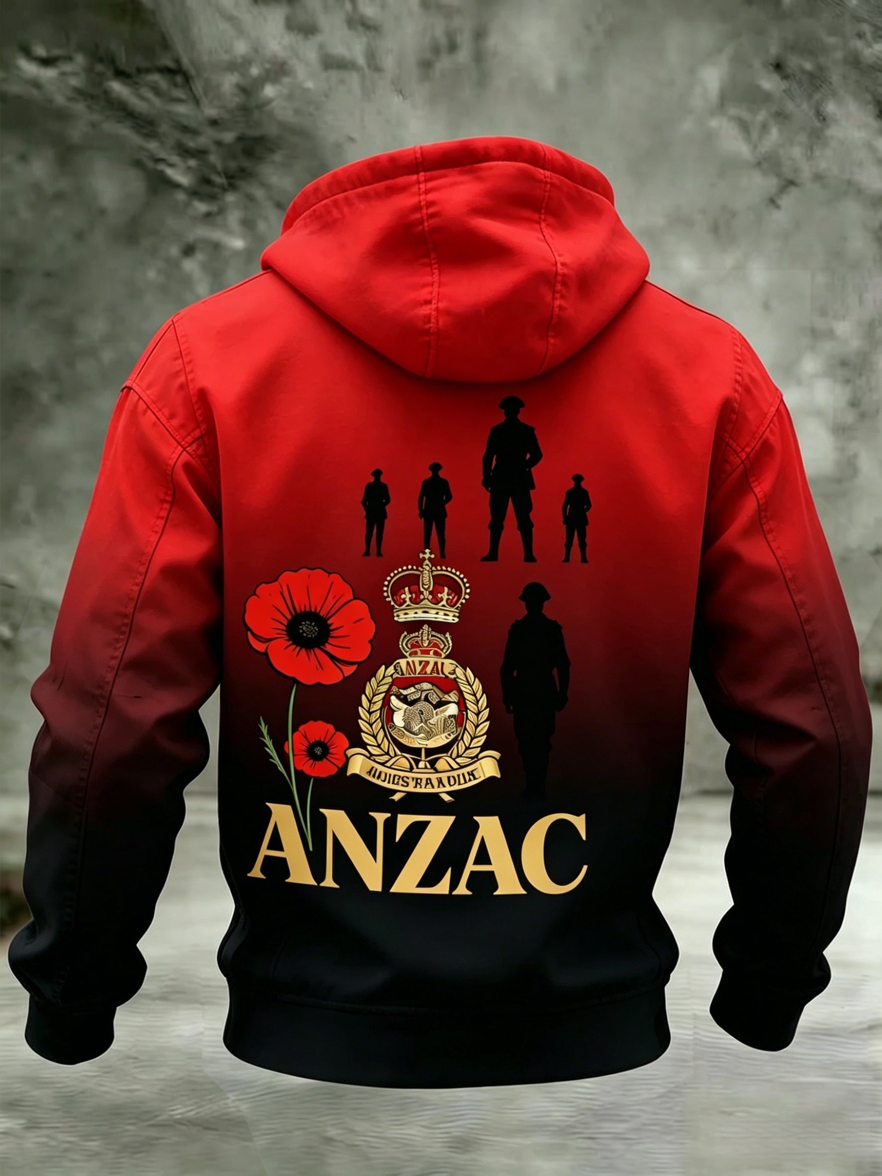 Men's  Australia Anzac Day Lest We Forget  Long-Sleeve Hooded Sweatshirt
