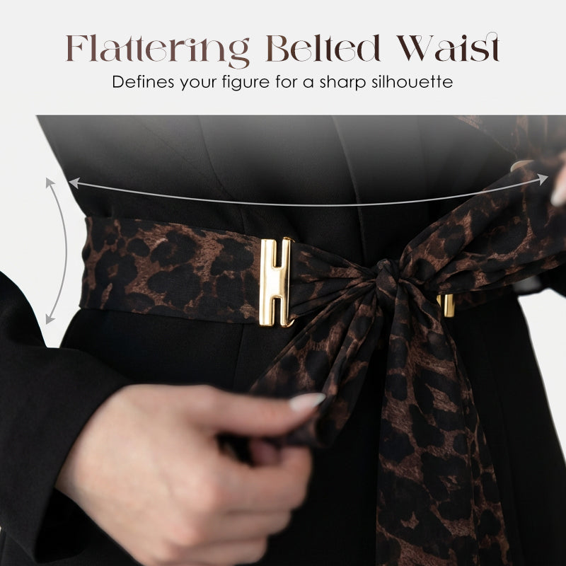 Women's Leopard Accent Blazer & Pants Set