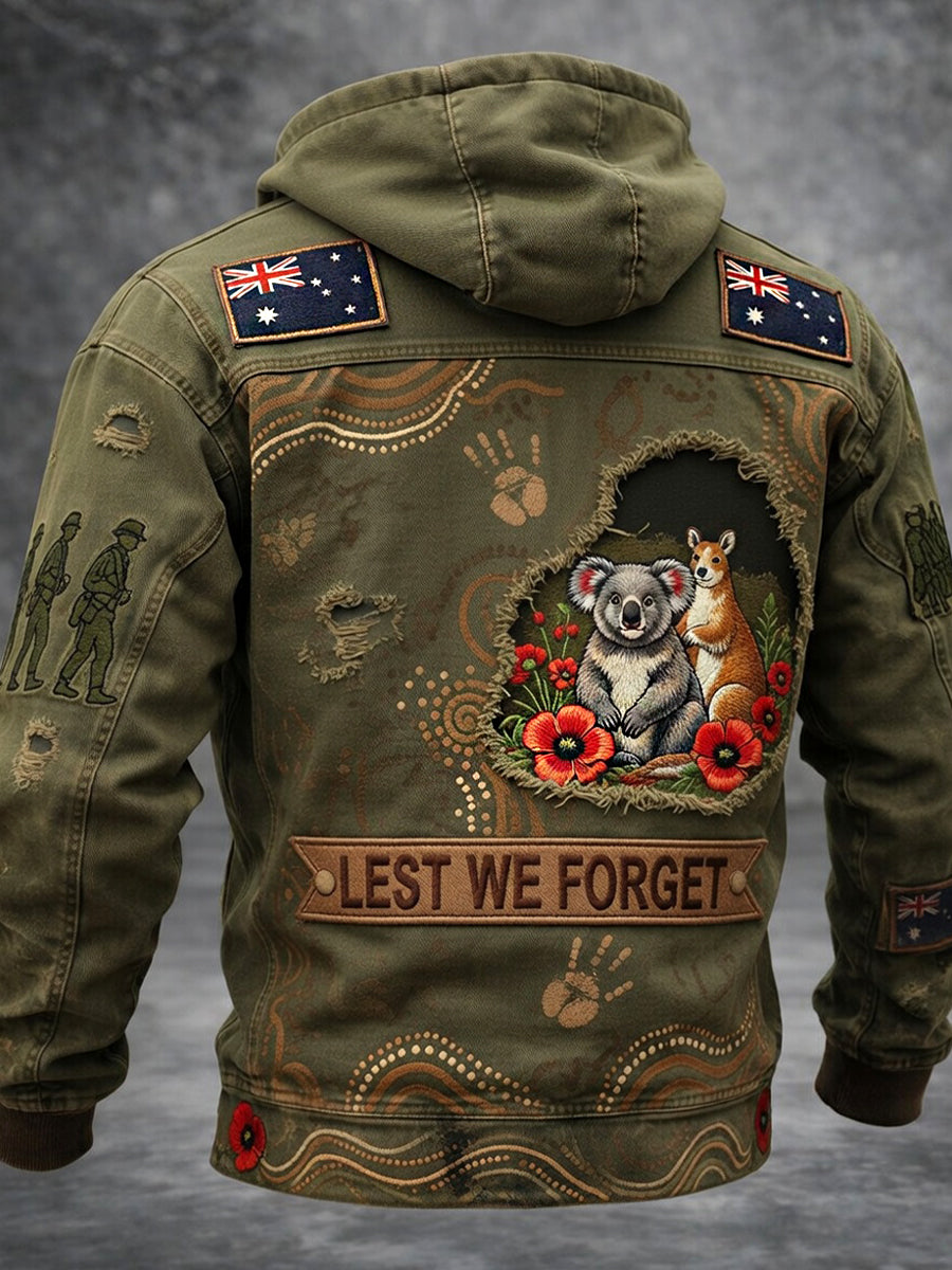 Retro Australian Art Print Casual Hoodie Jacket