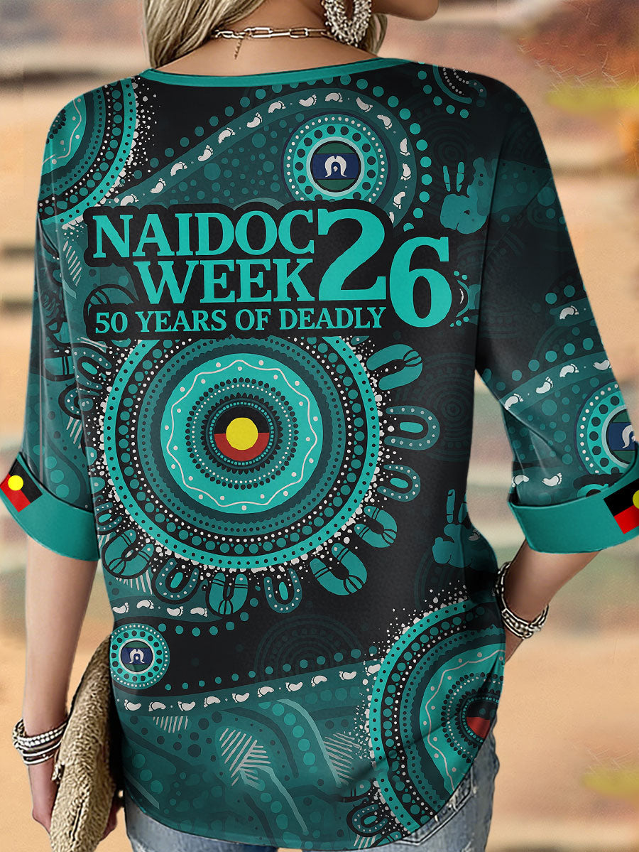Women's AU Aboriginal Art NAIDOC Week 50 Years of Deadly Printed T-shirt