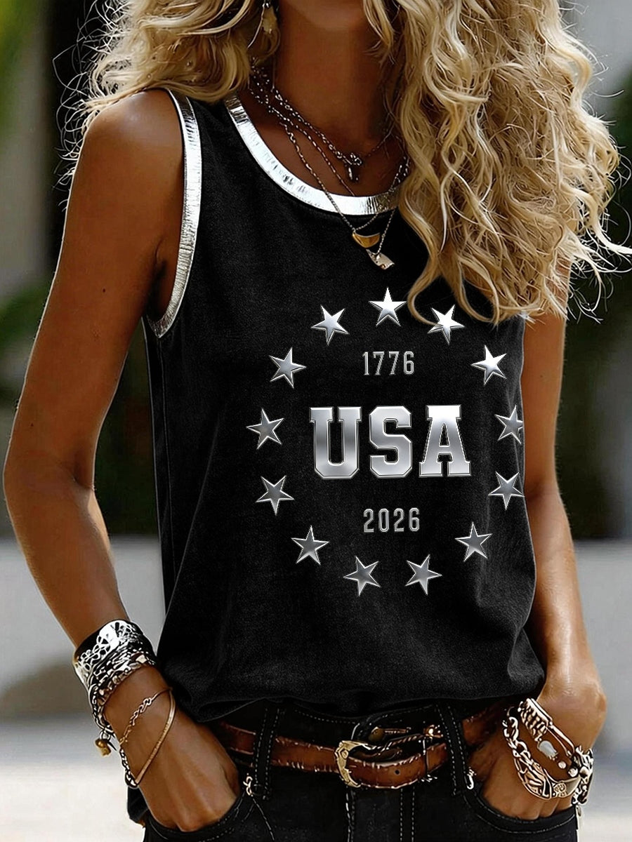 Women's USA 1776-2026 Pattern Vintage Tank Top