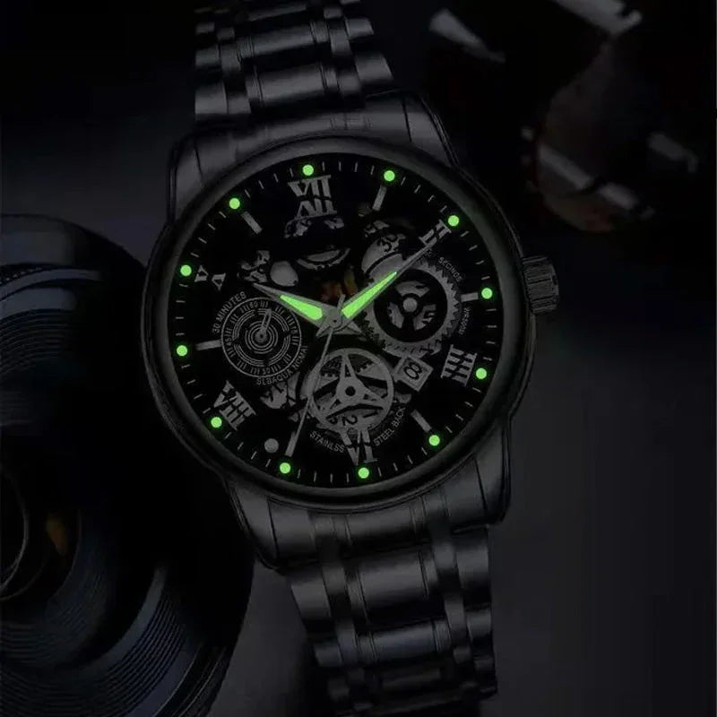 🔥Men's Waterproof Roman Skeleton Automatic Mechanical Watch