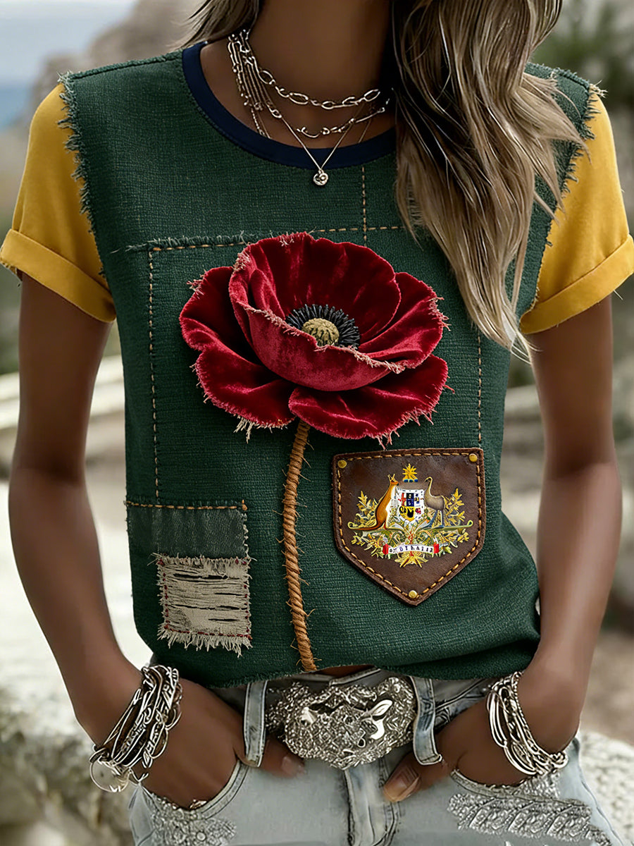 Retro Australian Art Print Casual T-Shirt