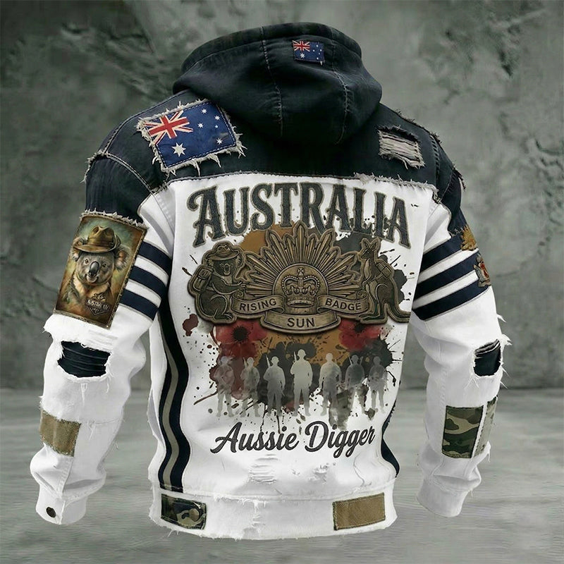 Men's  Australia Anzac Day Lest We Forget  Long-Sleeve Hooded Sweatshirt